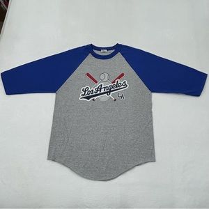 Shaka Active Los Angeles Dodgers Blue &White 3/4 Longsleeve Baseball Shirt Men’s